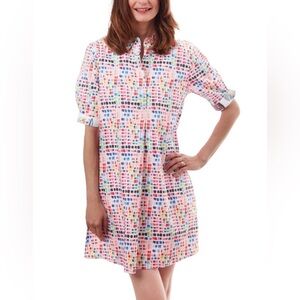 Dizzy Lizzie Chatham Shirt Dress Pink Confetti